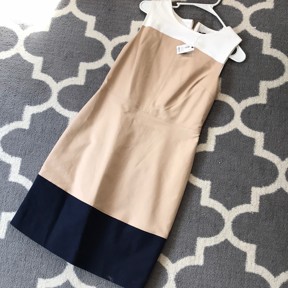 NWT the limited workwear dress beige white & navy